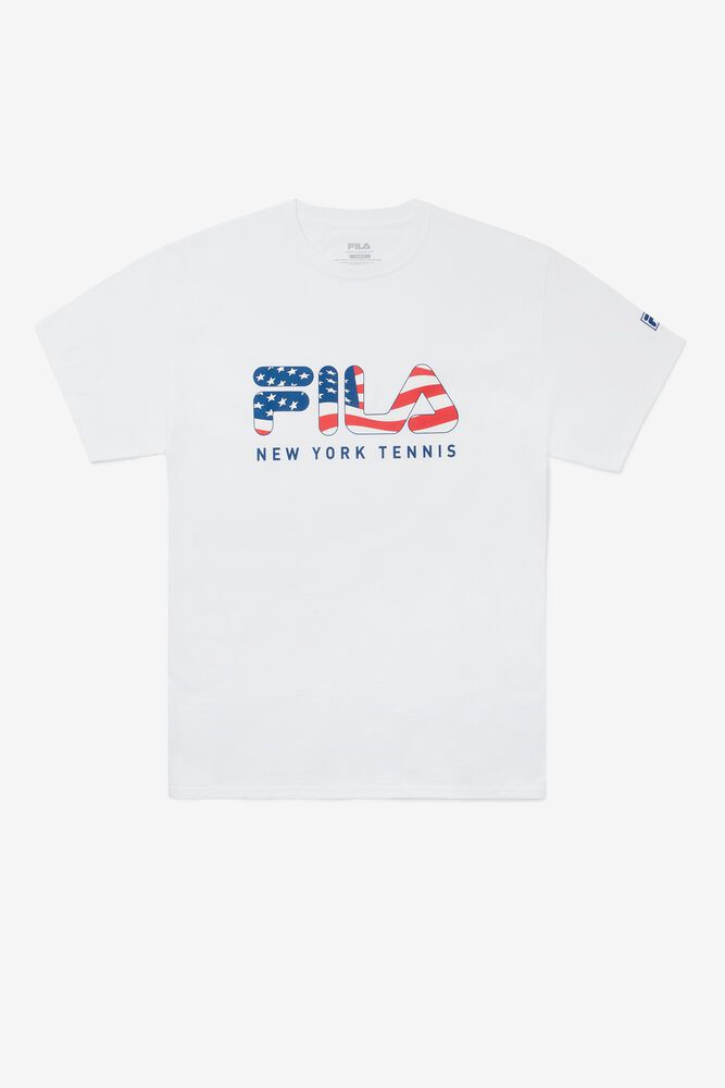 Fila Nyc Flag White T-Shirt Mens - NZ 78023-ZXIH